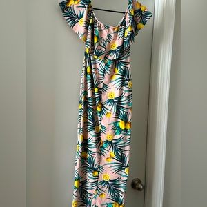 Off Shoulder Lemon/Leaf Dress